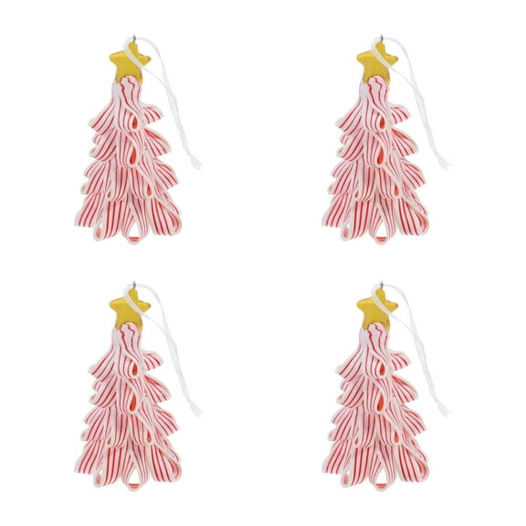 WORGEOUS 4pcs Christmas Ornament Clay Christmas Tree Shaped Hanging Decor Shatterproof Hanging Ornament for Xmas Party Decorations and Holiday Scene Layouts