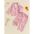thumbnail image 4 of Elippeo Kids Girls Pajamas Sets 12 18 24 3 4 5 Years Floral Print Button up Long Sleeves Tops and Elastic Pants Loungewear Sleepwear, 4 of 9