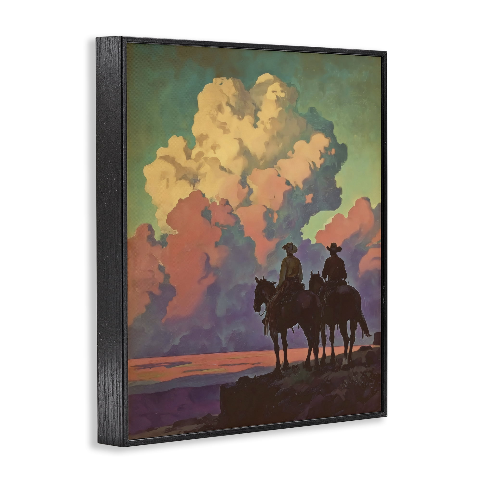 Stupell Industries Cowboys Silhouetted Against Clouds Black Framed Giclee Art, design by Arlington Prints