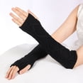 thumbnail image 6 of Ruanlalo Women Gloves,1 Pair Finger Gloves Long Sleeve Keep Warmth Knitted Fabric Thumb Holes Women Gloves for Outdoor, 6 of 6