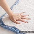 thumbnail image 5 of Microfiber Bathroom Rugs, White Bath Rug with Blue Scalloped Piping Cute Aesthetic Preppy Bath Mat for Bathroom, Tub, Floor Carpet, Sink, Shower, Anti Slip, Absorbent,, 5 of 31