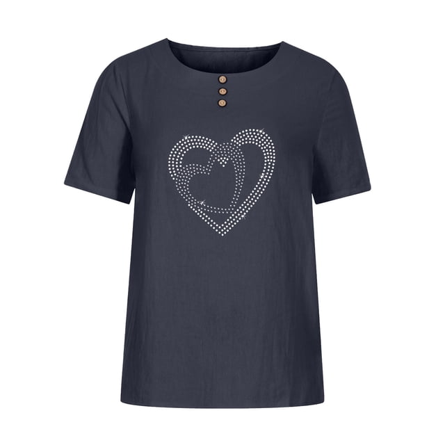 Blusa de manga corta con cuello redondo para mujer a la moda, camisetas sueltas con estampado Fridja hjk4979