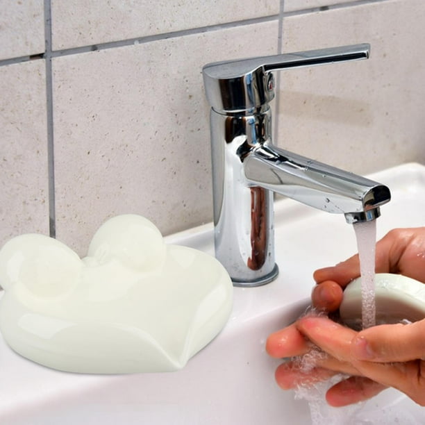 Jabonera de Cerámica Soledad Soporte para Barra de Jabón Contenedor Autodrenante Blanco