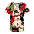 thumbnail image 5 of Lolmot Scrub Tops for Women Christmas Printed Short Sleeve V-Neck Nurse Working Uniform Holiday Tunic Blouse with Pockets, 5 of 5