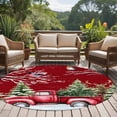 thumbnail image 4 of Round Area Rug 7 Ft, Red Christmas Washable Non-Slip Circle Carpet for Living Room/Bedroom, Truck Birds Xmas Tree Snowflake Wooden Low-Profile Large Runner Mat Collection Rugs for Indoor, 4 of 8