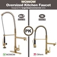 thumbnail image 6 of WOWOW Commercial Kitchen Faucet with Pre-Rinse Sprayer, Brushed Brass Kitchen Sink Faucet Gold Kitchen Faucets for Restaurant, Commercial Spring Faucet 1 or 3 Hole Outdoor Faucet with Deck-plate, 6 of 8