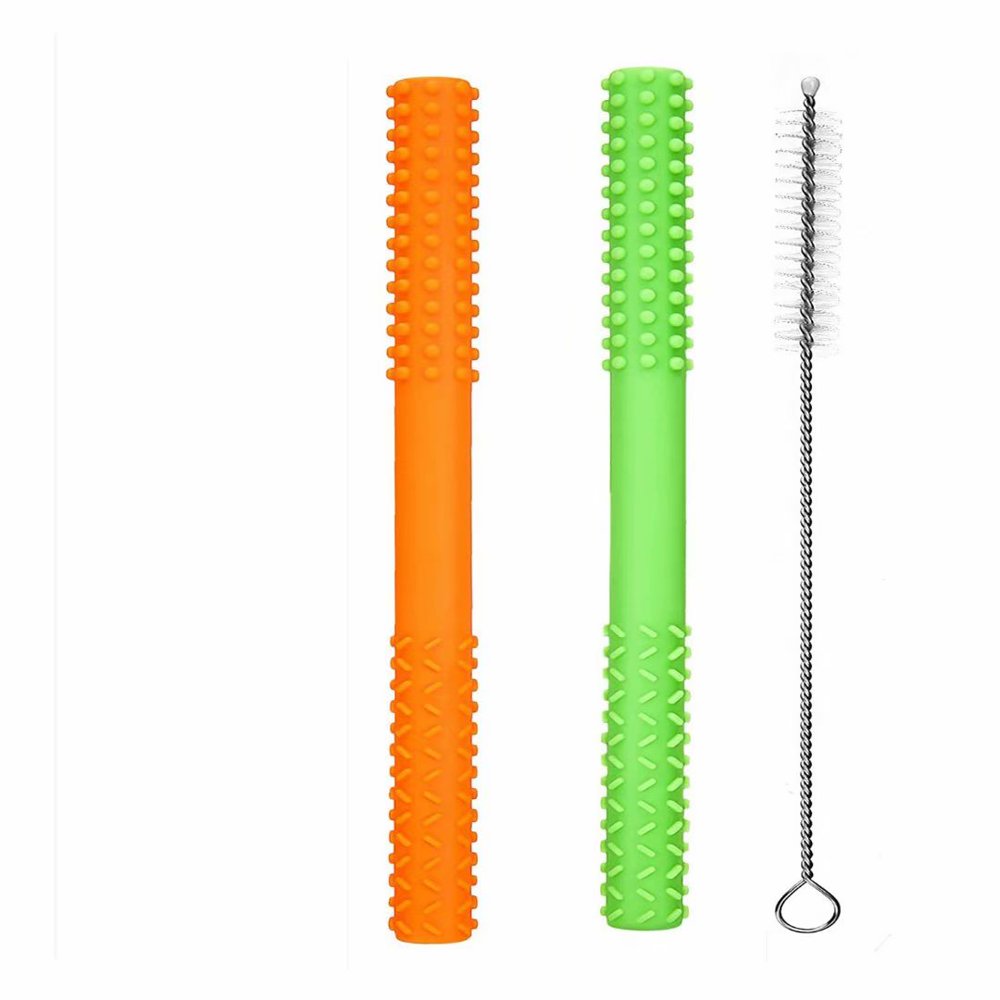 Cribun 2 Pack Sensory Teething Tubes Soft Silicone Teether Toy for