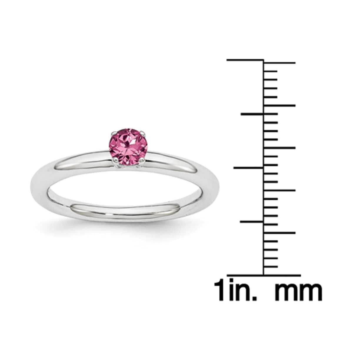 Pink Tourmaline Sterling Silver Rhodium Ring