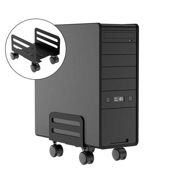 Soporte de CPU de torre de computadora con carro de ruedas giratorias de bloqueo para mainframe de 4.7"-8.2" Negro B perfke Soporte de torre de computadora