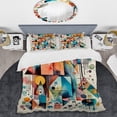 thumbnail image 2 of Designart "Geometry in Balance Blue and Orange I" Modern Geometric Bedding Covert Set - Abstract Geometric Blue Abstract Bed Set With 2 Shams, 2 of 6