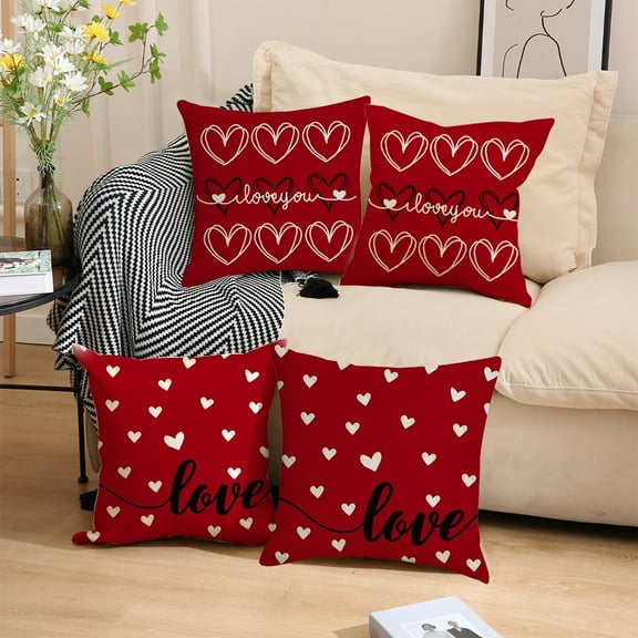 Isvgxsz 2024 New Paw Patrol Valentine'S Day Pillow Covers 18X18 Inch Set of 2 White Hearts Decor Throw Pillow Covers Valentine'S Day Cushion Case Decoration for Sofa Couch Gift Red