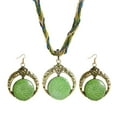 thumbnail image 1 of rygai 2Pcs/Set Bohemian Unique Carved Round Earrings Necklace Set Multilayer Beads Chain Pendant Necklace Hook Earrings Jewelry Gift,Green, 1 of 7