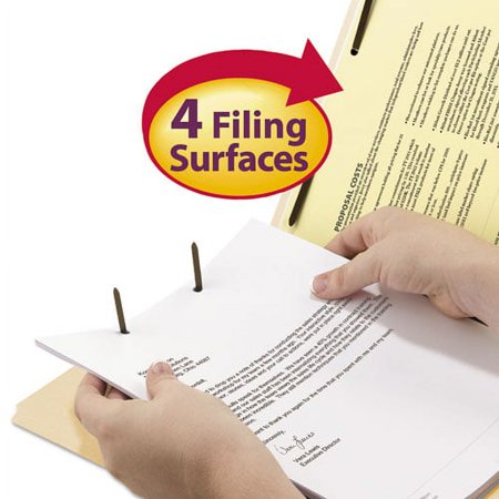 Smead Fastener Folder with Divider, 1 Divider, Letter Size, Manila, 50/Box | Order of 1 Box