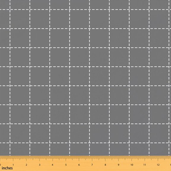 Erosebridal Gray Dashed Grid Fabric by the Yard 1 Yard, Check Square Pattern Home Decor Fabric by the Yard