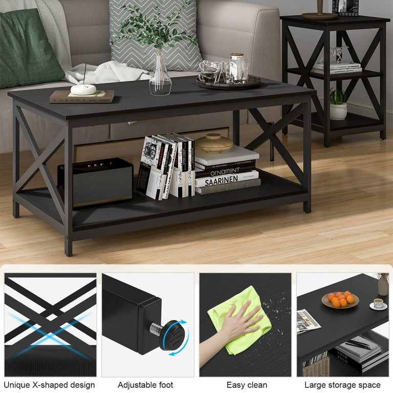 Coffee table with x sides discount