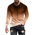 thumbnail image 2 of Muscularfit Mens T-Shirts Trendy Casual Long Sleeve Brown Crew Neck Gradient T Shirt Workout Tops for Men, 2 of 5