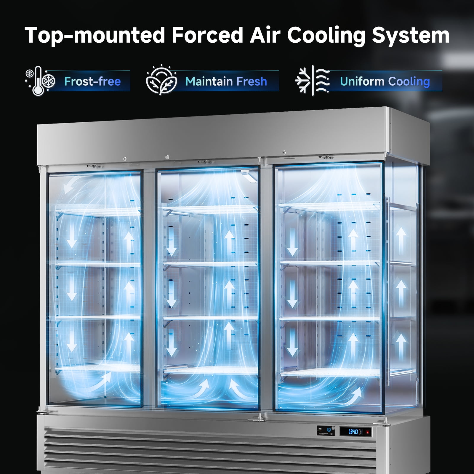 VEECOOL Commercial Upright Freezer WiFi-Enabled with 12 Shelves, 82" Bottom Mounted Solid Door Reach in Freezer, Stainless Steel, Auto Defrost, LED Lighting, Bottom Mounted, ETL&ETL Sanitation