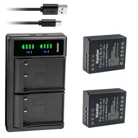 Kastar 2-Pack BLH-1 Battery and LTD2 USB Charger Compatible with Olympus OM-D E-M1 Mark II  OM-D EM1 Mark II  OM-D E-M1 MARKII  OM-D E-M1 MARK2  OM-D E-M1X EM1X  OM-D EM1 Mark III Camera