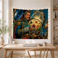 thumbnail image 5 of Steampunk Figure Beside a Terrarium Under a Galaxy, Mystical Vintage Art for Fantasy Fans, Curiosity Cabinet Decor, Housewarming Gift, Tapestry Wall Hanging for Study Room and Den, 5 of 7