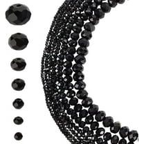 730 Pcs 7 Sizes Faceted Glass Crystal Beads 2.5/3/3.5/4/6/8/10mm Black Crystal Beads Rondelle Glass Beads Loose Spacer Beads for Bracelet Necklace DIY Jewelry Making