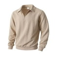thumbnail image 5 of FYDUU Men's Classic Polo Shirt Winter Quarter Zip Pullover Shirts With Jacquard Pattern Collared Long Sleeve Tops Business Casual Shirts Handsome Polo Shirts, 5 of 9