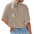 thumbnail image 5 of Women V Neck Half Sleeve Solid Color Cropped T Shirts, 5 of 5