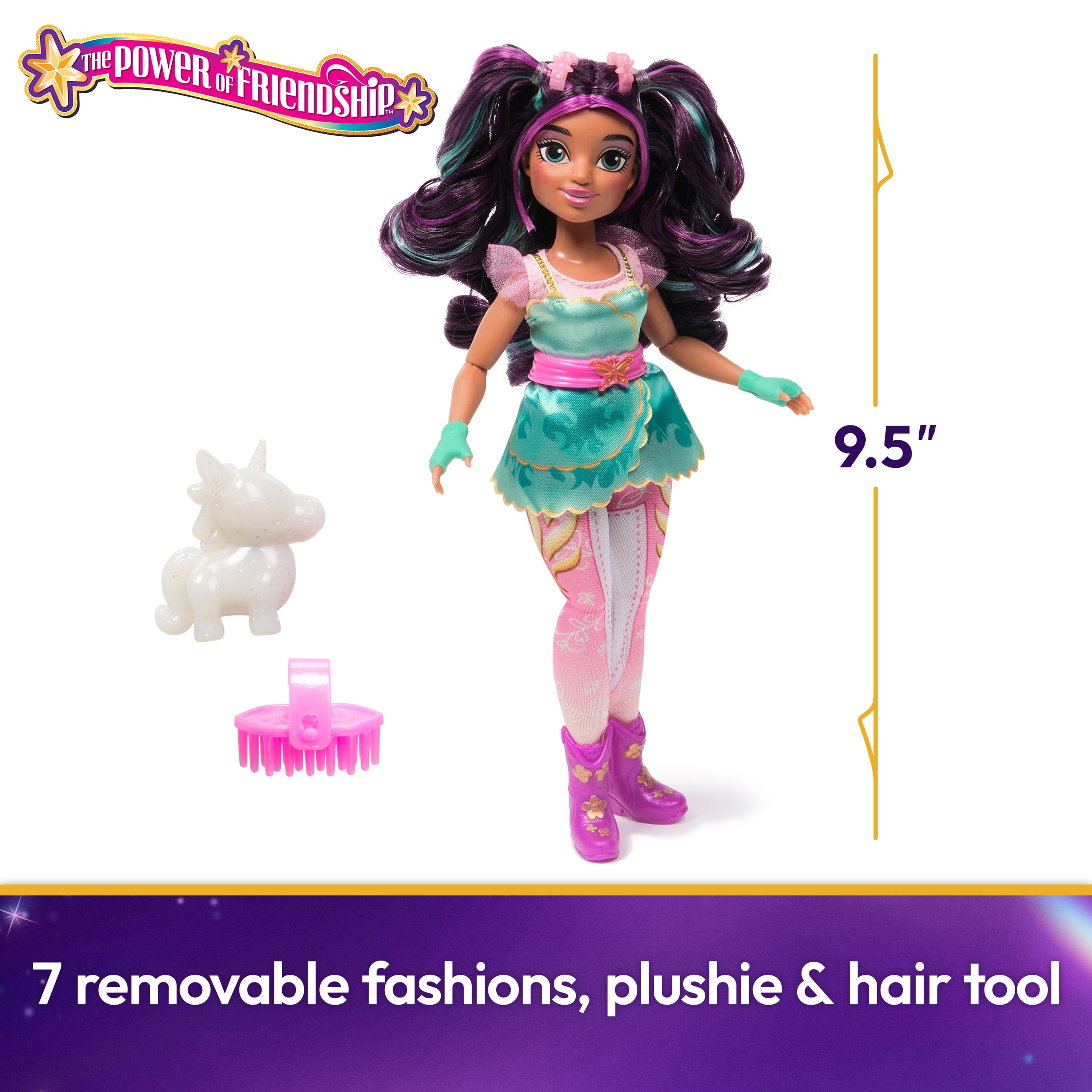 Unicorn Academy, Poupée Ava Power of Friendship avec peluche et 7 accessoires, 24 cm, poupées et licornes pour filles à partir de 4 ans