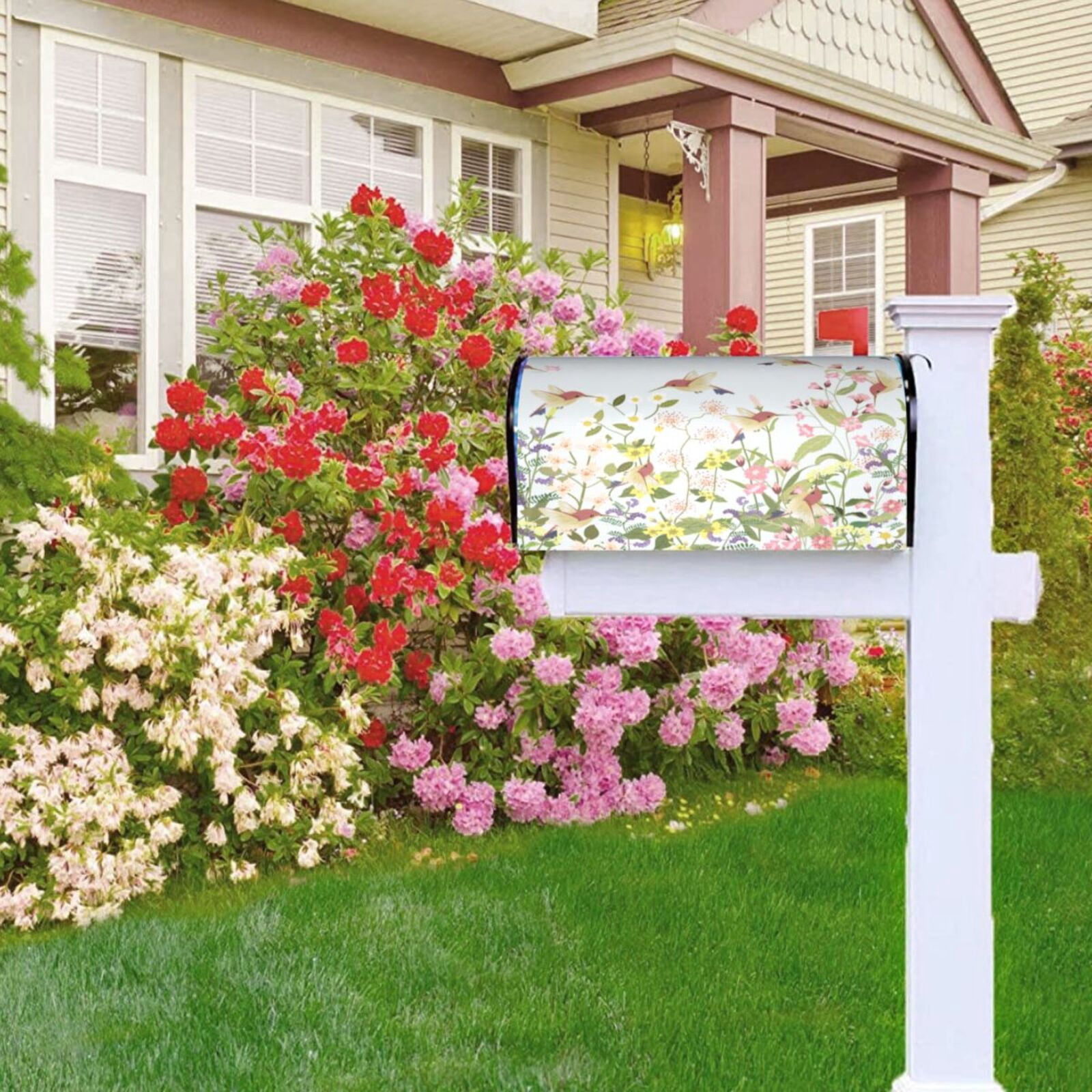 Rateoe hummingbird in floral Printed Mailbox Covers - Easy to Install Fall, Winter, Spring, Summer Mailbox Cover - Weather and UV-Resistant Mailbox Decor - Mailbox Magnetic Covers-21x18 in