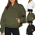 thumbnail image 3 of Womens Half Zip Up Cropped Hoodies Pullovers Sweatshirts Quarter Zipper Rib Knit Sweaters Fall Winter Clothes 2023, 3 of 10