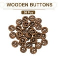 thumbnail image 3 of 50 piezas de botones de madera, 10 mm (13/32") botón redondo de 4 agujeros para costura manualidades, parte trasera plana para costura de manualidades de ropa, marrón, 3 of 7
