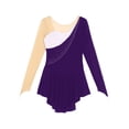 thumbnail image 5 of Kaerm Women's Figure Ice Skating Dress Long Sleeves Gymnastics Leotard Contemporary Lyrical Dress Purple S, 5 of 7