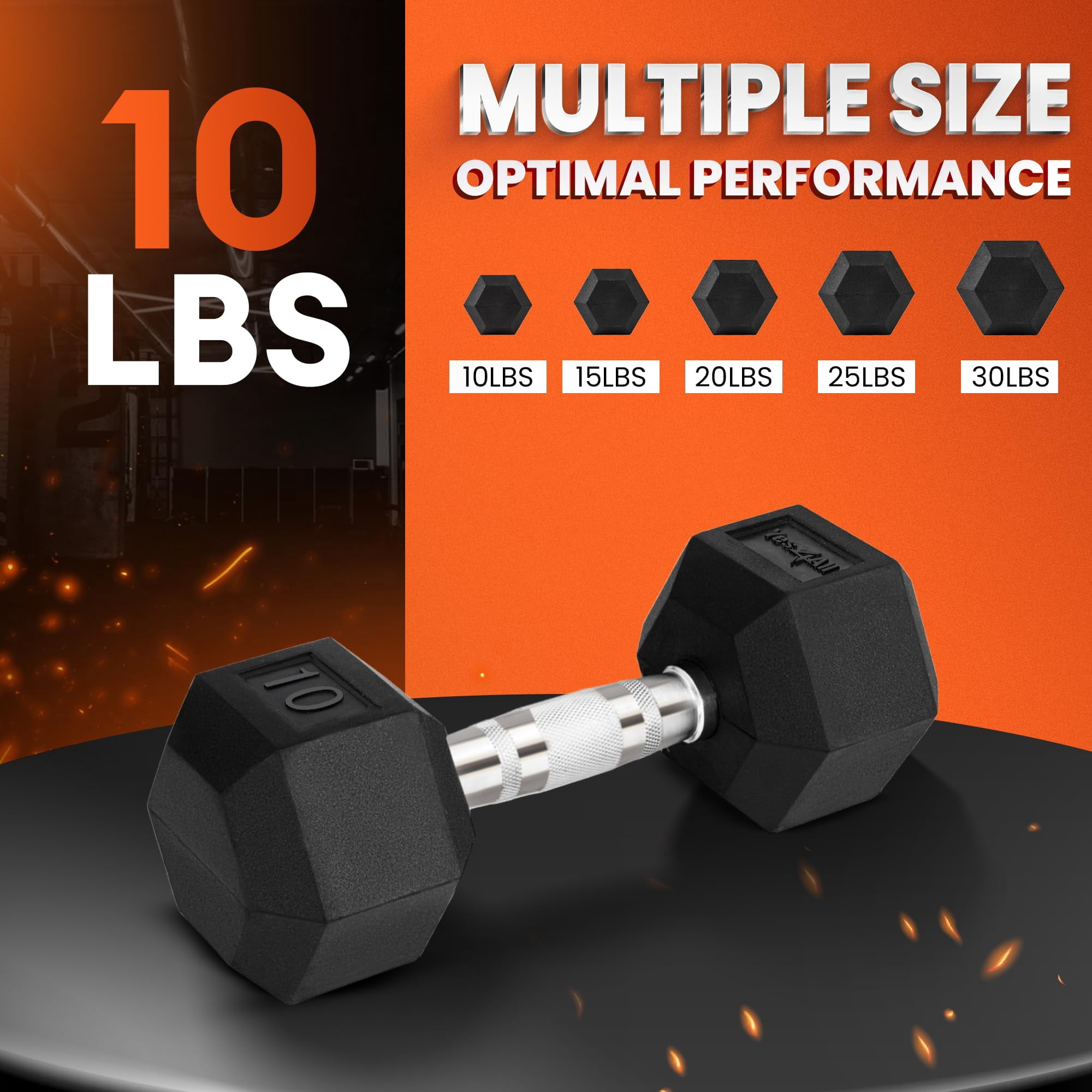 Yes4All 10 LBS Chrome Grip Encased Hex Dumbbells – Durable Hand Weights with Anti-Slip Design, Perfect for Strength Training and Workouts