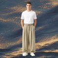 thumbnail image 2 of XFeng Men Drawstring Wide Leg Jogger Pants Convertible Trousers, 2 of 4