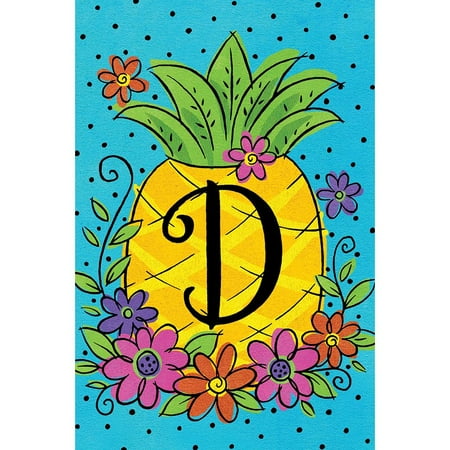 Pineapple Garden - Custom Decor Garden Flag - Pineapple Flowers Monogram D
