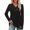Black, variant on Women's V Neck Casual Button Detail T Shirt Top Long Sleeve Crew Neck Plant Printed Blouse XL Size White