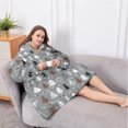 thumbnail image 5 of Oversized Wearable Blanket Hoodie,Gray Christmas Tree Pattern Sherpa Blanket Hoodie with Super Pockets,Super Warm Fuzzy Pullover for Women & Men, 5 of 6