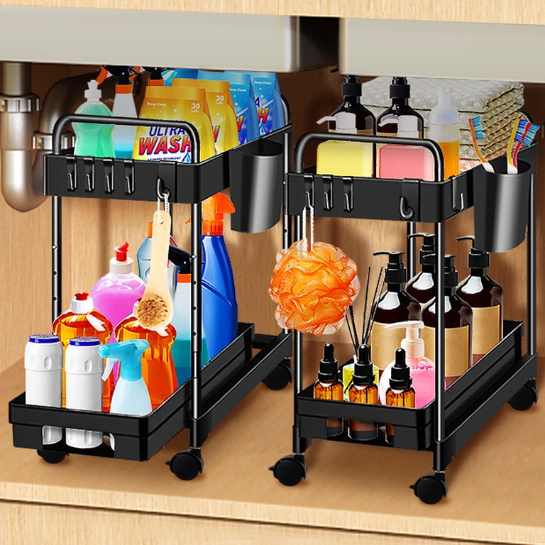 Acrylic Bar Serving Cart, 2-Tier Rolling Cart With Wheels Multipurpose Clear Rolling Cart Easy Access Storage Cart For Kitchen Laundry Room Bathroom Living Room (Color : Clear, Size : 36x46x47cm