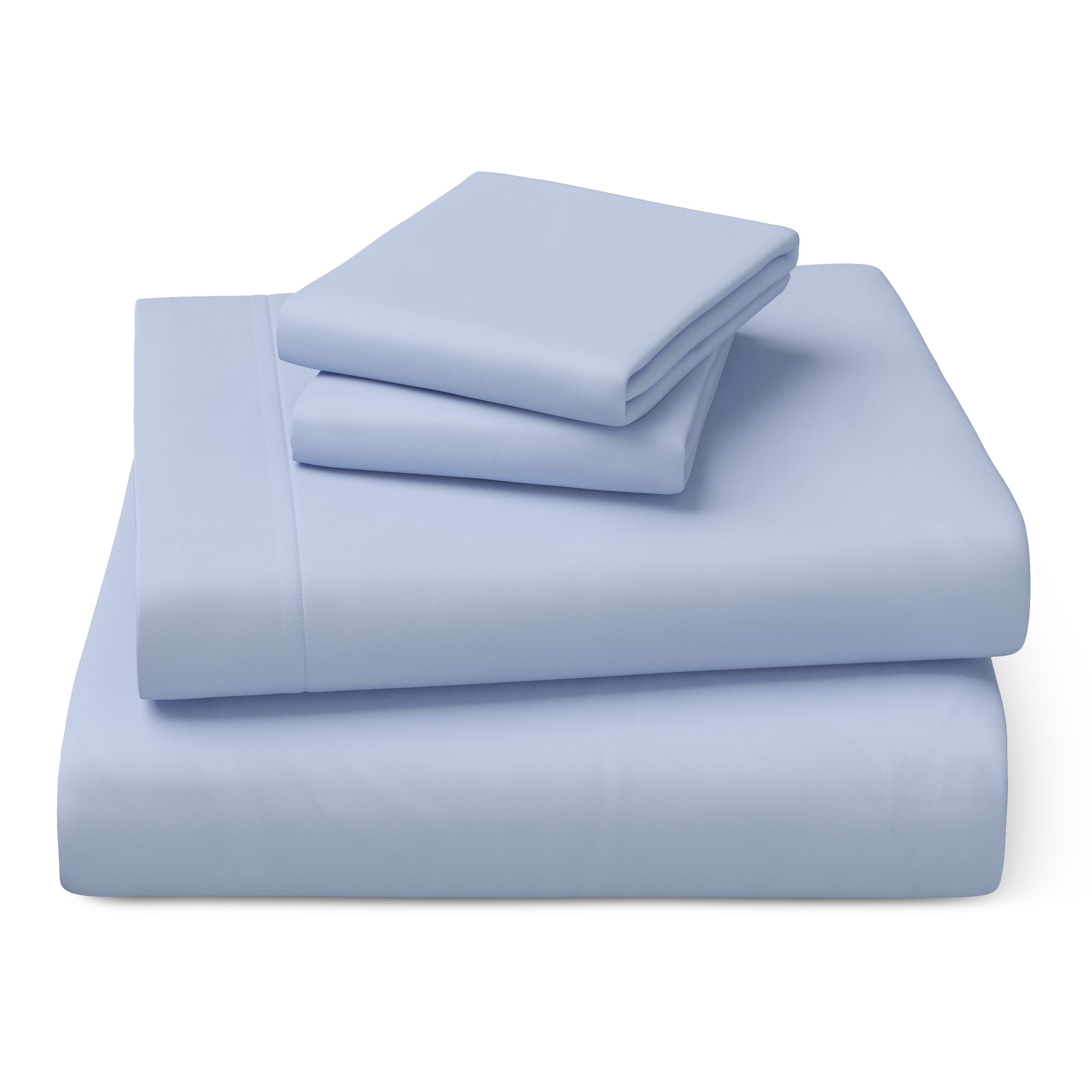 Mainstays Kids Microfiber Bed Sheet Set, Queen, Light Blue, 4 Pieces