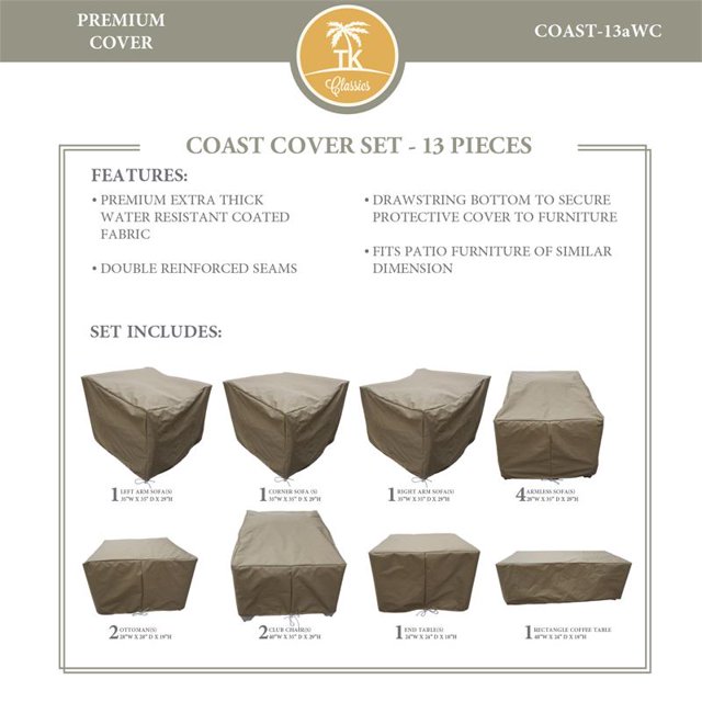 TK Classics Ensemble de Housse de Protection pour Patio Côte 13a en Beige