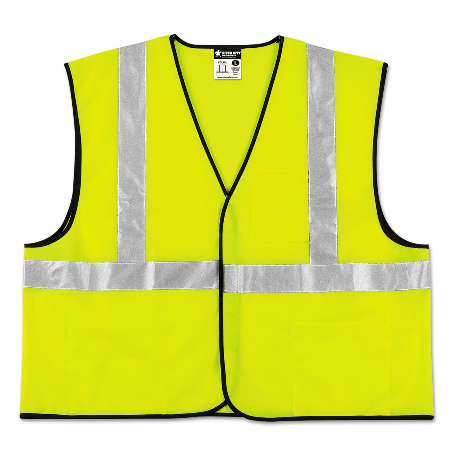 Class 2 Safety Vest, Lime Green w/Silver Stripe, Polyester, 3XLarge