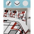 thumbnail image 4 of Quilts Twin XL Size, Red Black Grey Geometric Soft Comforter Bedding Set for Bed, Middle Century Modern Abstract Art Lightweight Quilted Bedspread with Pillow Cover(2 Pieces), 68x98 Inch, 4 of 6