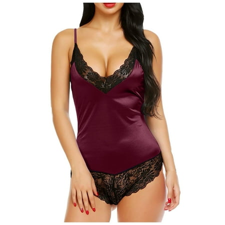 Women s Nightgowns & Sleepshirts Womens Babydoll Dress Red Lingerie Set For Women Lace Nightgown Babydoll Lingerie For Women