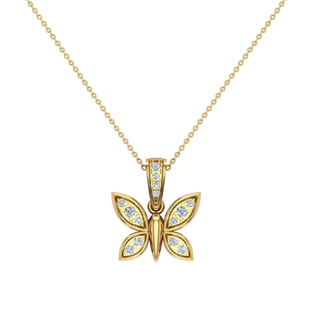 Glitzs Jewels Sterling Silver Cubic Zirconia Dragonfly Necklace 18