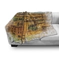 thumbnail image 3 of Italian Soft Flannel Fleece Throw Blanket, Faded Historic Photo Italian Town with Old Traditional Buildings Retro, Cozy Plush for Indoor and Outdoor Use, 50" x 70", Orange White, by Ambesonne, 3 of 6