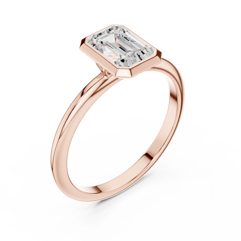 Zuwelria Luxurious Promise Ring | 1.00 Carat Emerald Cut Moissanite Diamond Ring for Engagement | D/VVS1 Solitaire Ring for Wedding | 18K Rose Gold over Silver Size 5