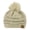 Beige Pom, variant on Exclusive Soft Stretch Cable Knit Faux Fur Pom Pom Beanie Hat - Rust