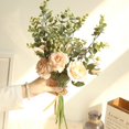 thumbnail image 6 of Bridal Rose Wedding Bouquet Bridesmaid Peony Eucalyptus Leaves Bouquets High Quality Artificial Silk Flowers Arrangement - Wedding Bouquet, 6 of 7