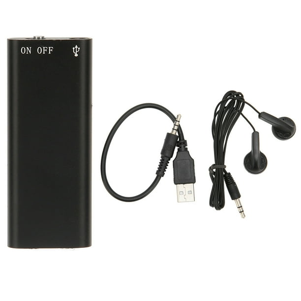 Grabadora de voz HD Reducción de ruido Activada por voz Carga USB Mini grabadora de sonido para reuniones Entrevistas Neutro Inglés Negro 32 GB (Grabación en tienda 384 horas)
