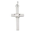 thumbnail image 1 of Sterling Silver 18" 1.2mm Box Chain Flat Christian Cross Dove Pendant Necklace, 1 of 2