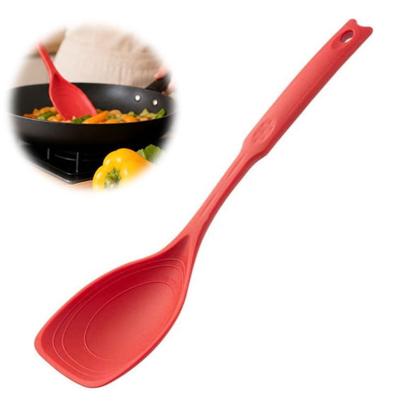 1 Pieces Silicone Cooking Spoon 12 Inch Heat Resistant Kitchen Spoons for Mixing, Serving and Stirring Non Stick Basting Utensils, Dishwasher Safe
